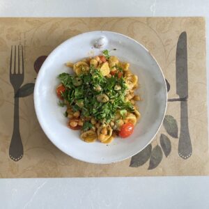 orecchiette green olives and chickpeas