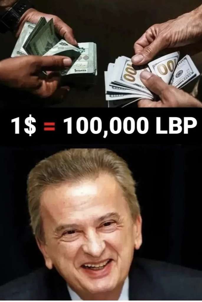info graphic from Lebanon Times on March 14 2023 showing the rate of the dollar as 100,000 LBP