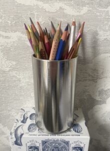 olive leaf infusion pot for storing colouring pencils 