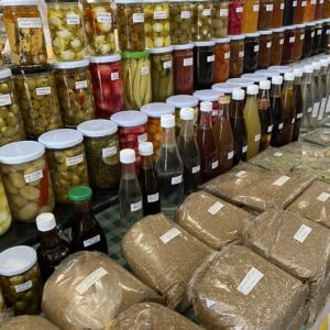 preserves on display in Beirut's farmer's market souk el tayeb